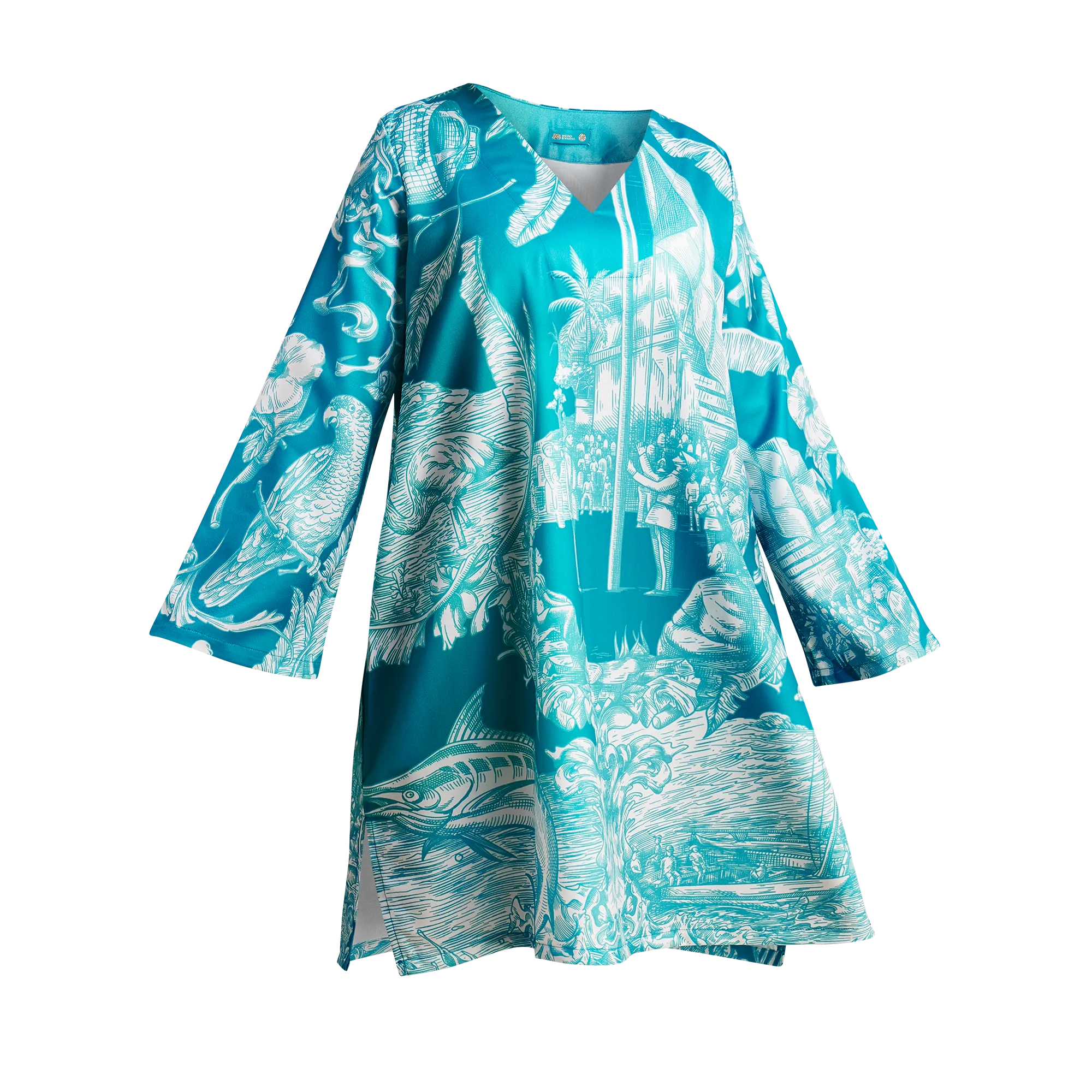 50TH INDEPENDENCE TUNIC DRESS-AQUA