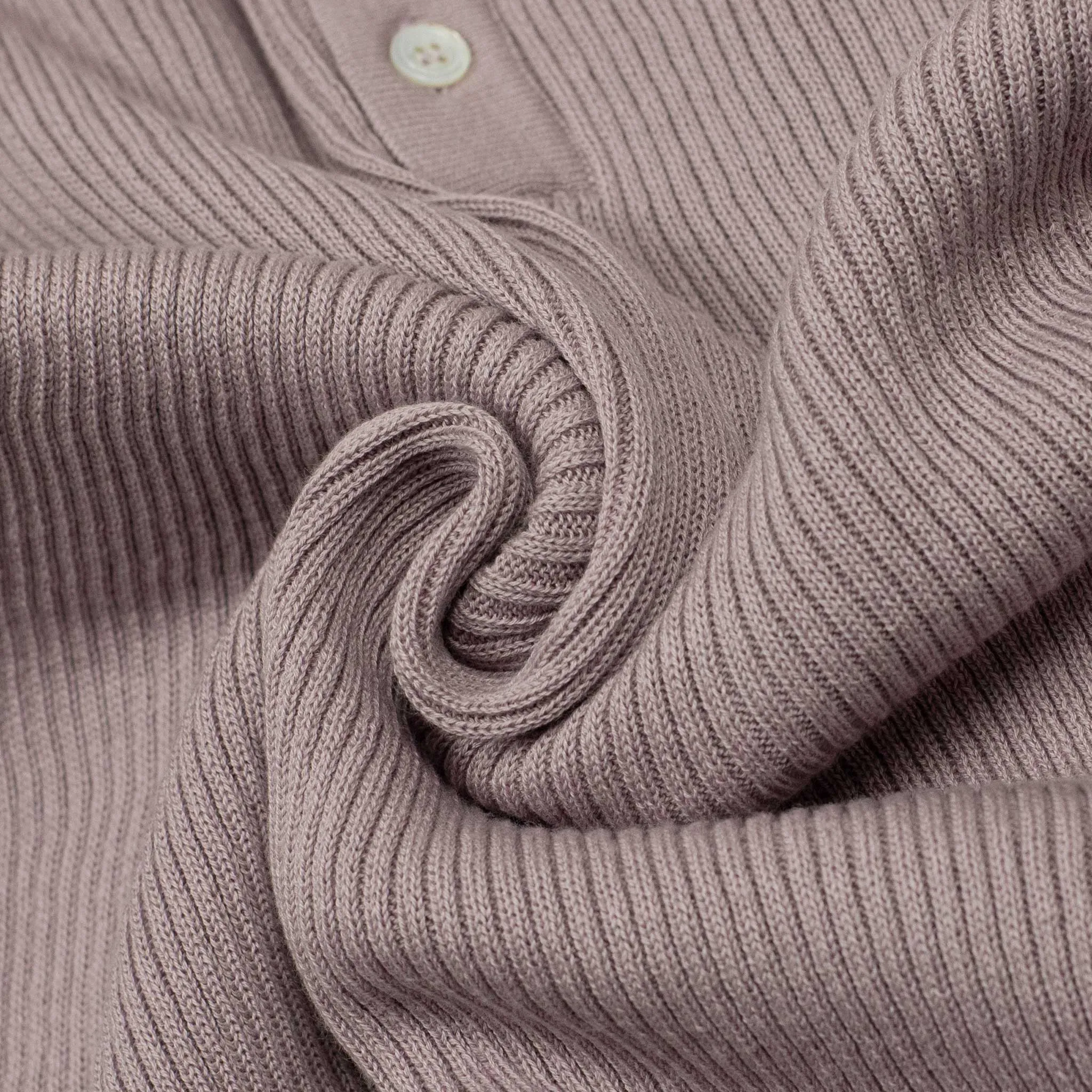 AAlgua long sleeve knitted polo shirt in mauve ribbed cotton