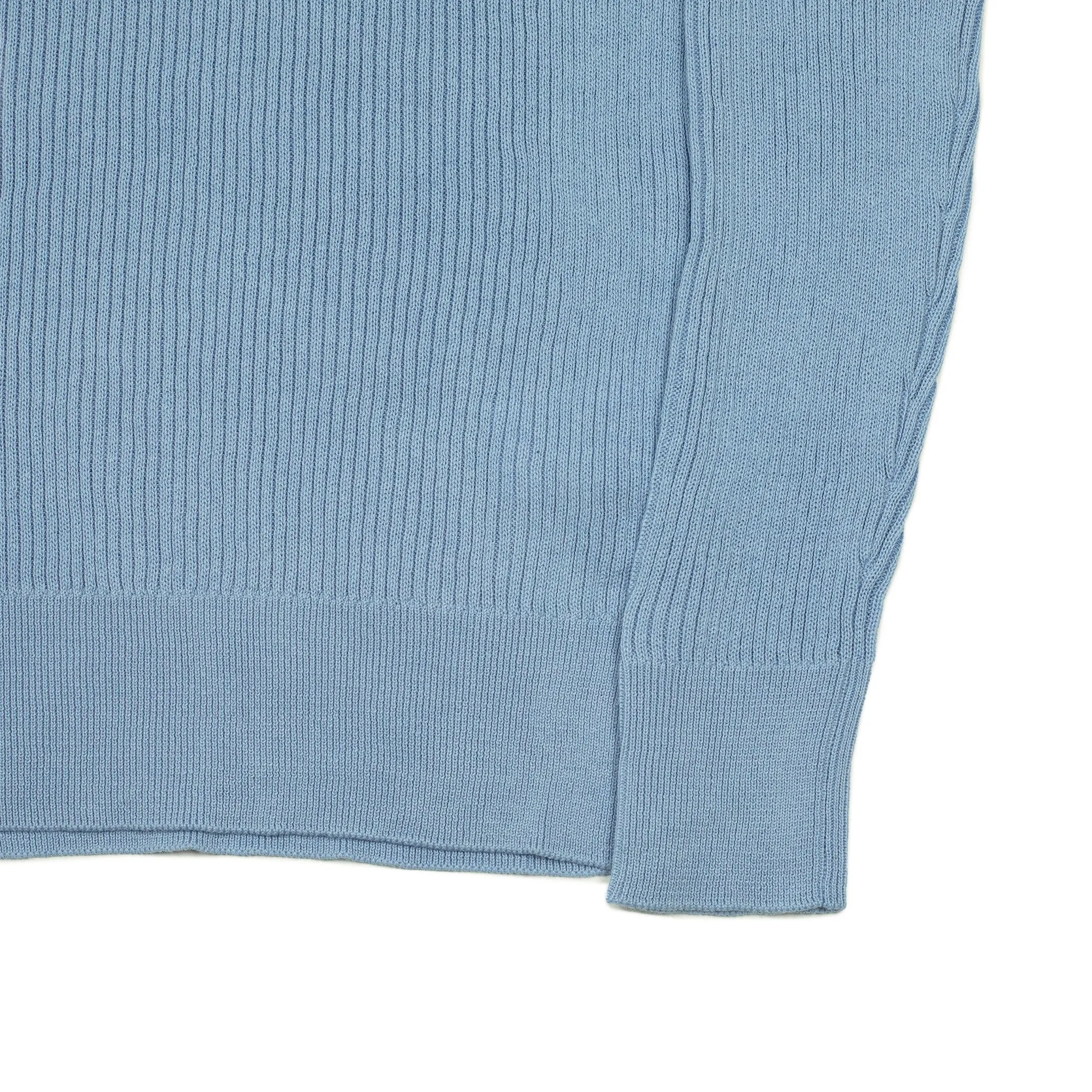 AAlgua long sleeve knitted polo shirt in sky blue ribbed cotton