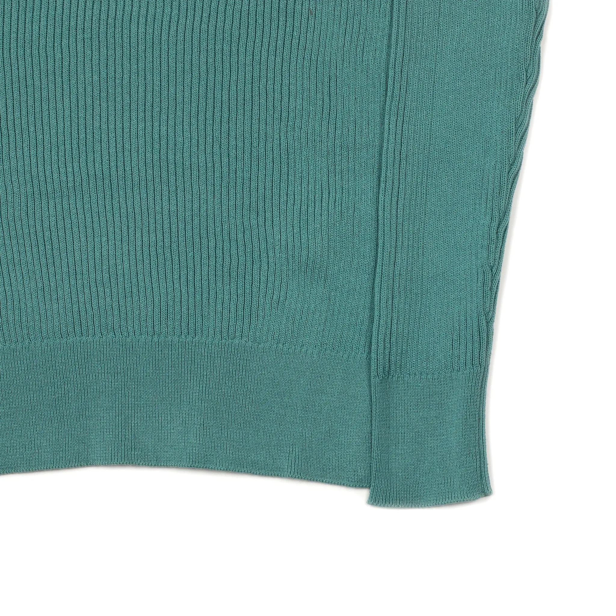 AAlgua long sleeve knitted polo shirt in teal ribbed cotton