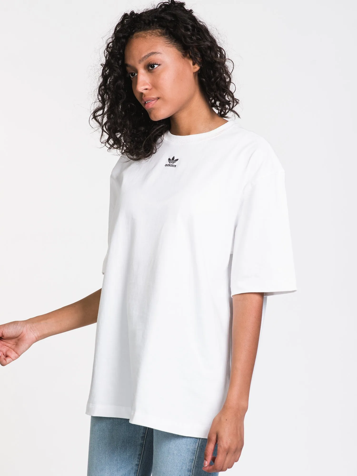 ADIDAS CROPPED LOGO BOYFRIEND TEE  - CLEARANCE