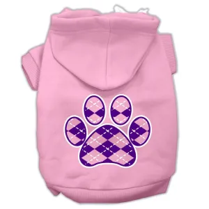 Argyle Paw Purple Screen Print Pet Hoodies Light Pink Size XL (16)