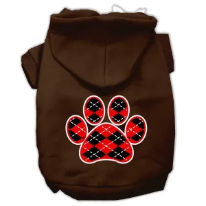 Argyle Paw Red Screen Print Pet Hoodies Brown Size Lg (14)