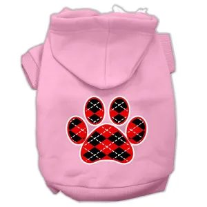 Argyle Paw Red Screen Print Pet Hoodies Light Pink Size XL (16)