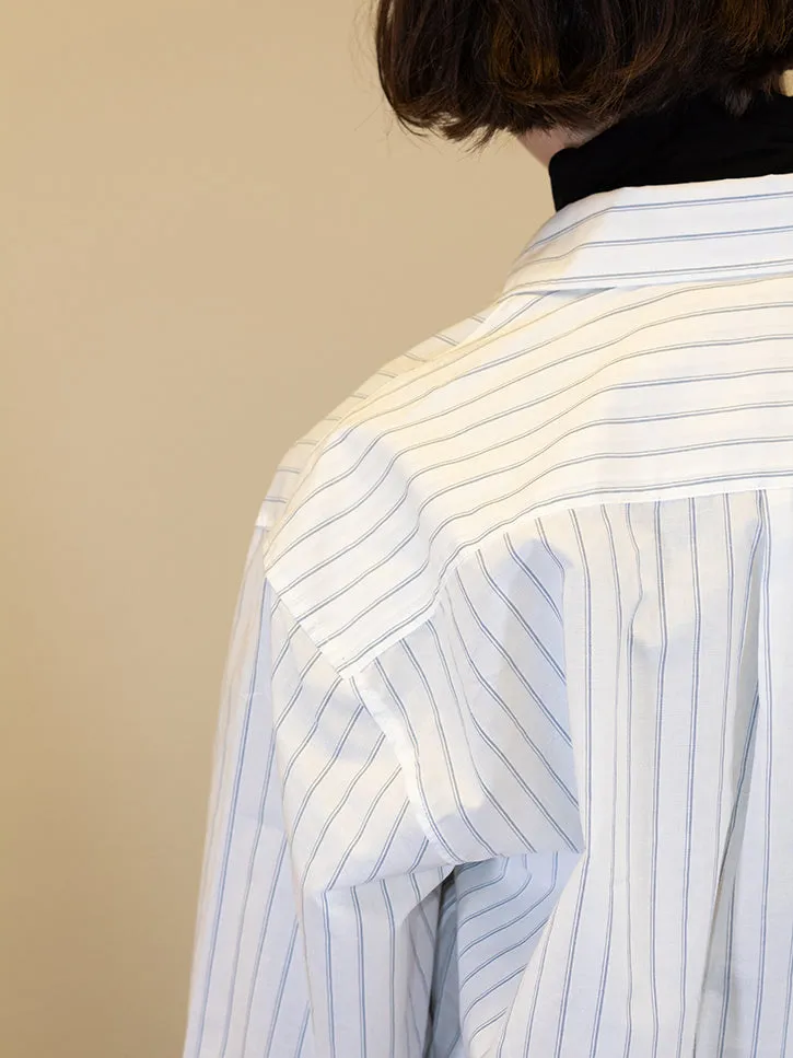 Baserange Ole Shirt, White/Thin Blue Stripe