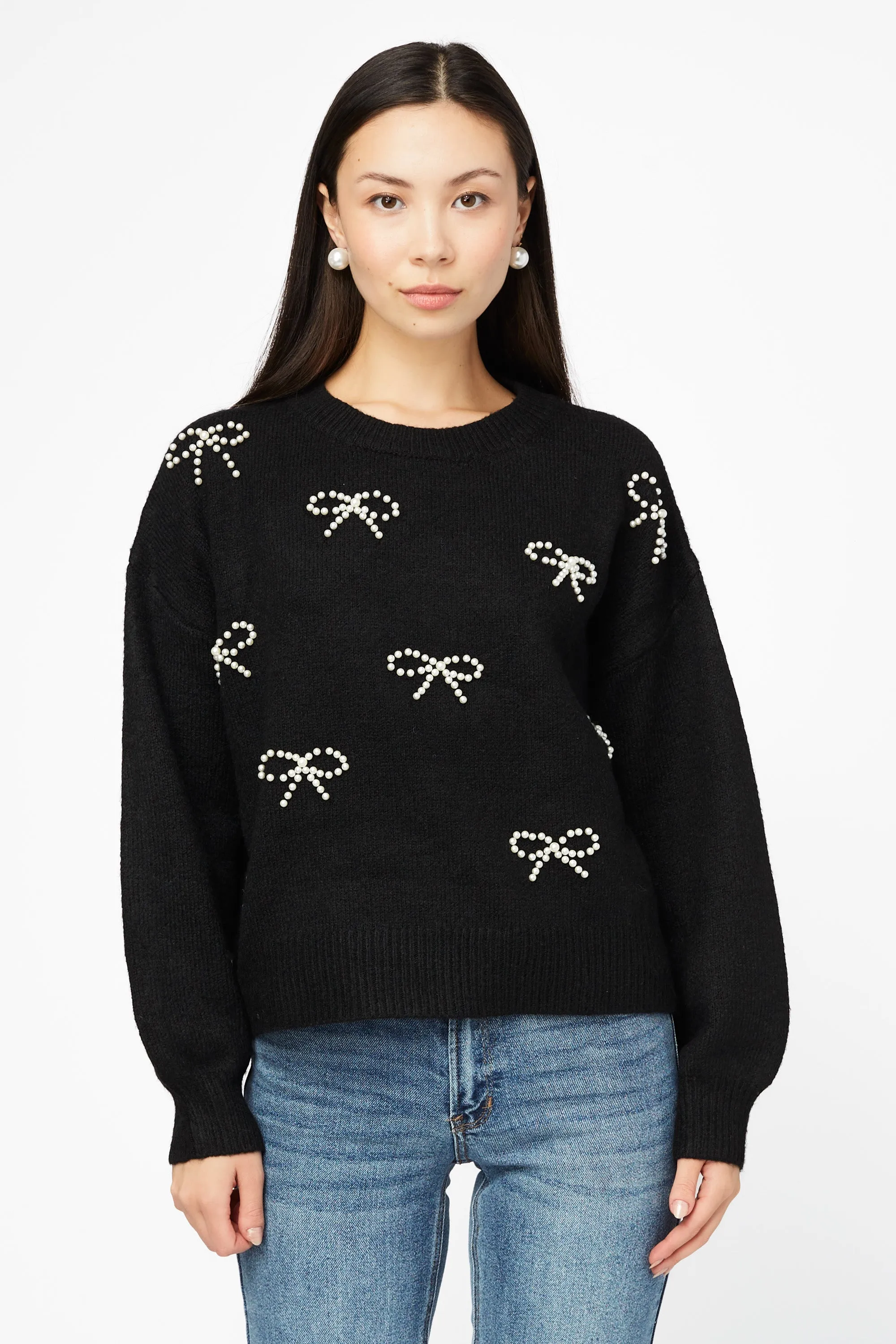 Bella Bow Beaded Sweater