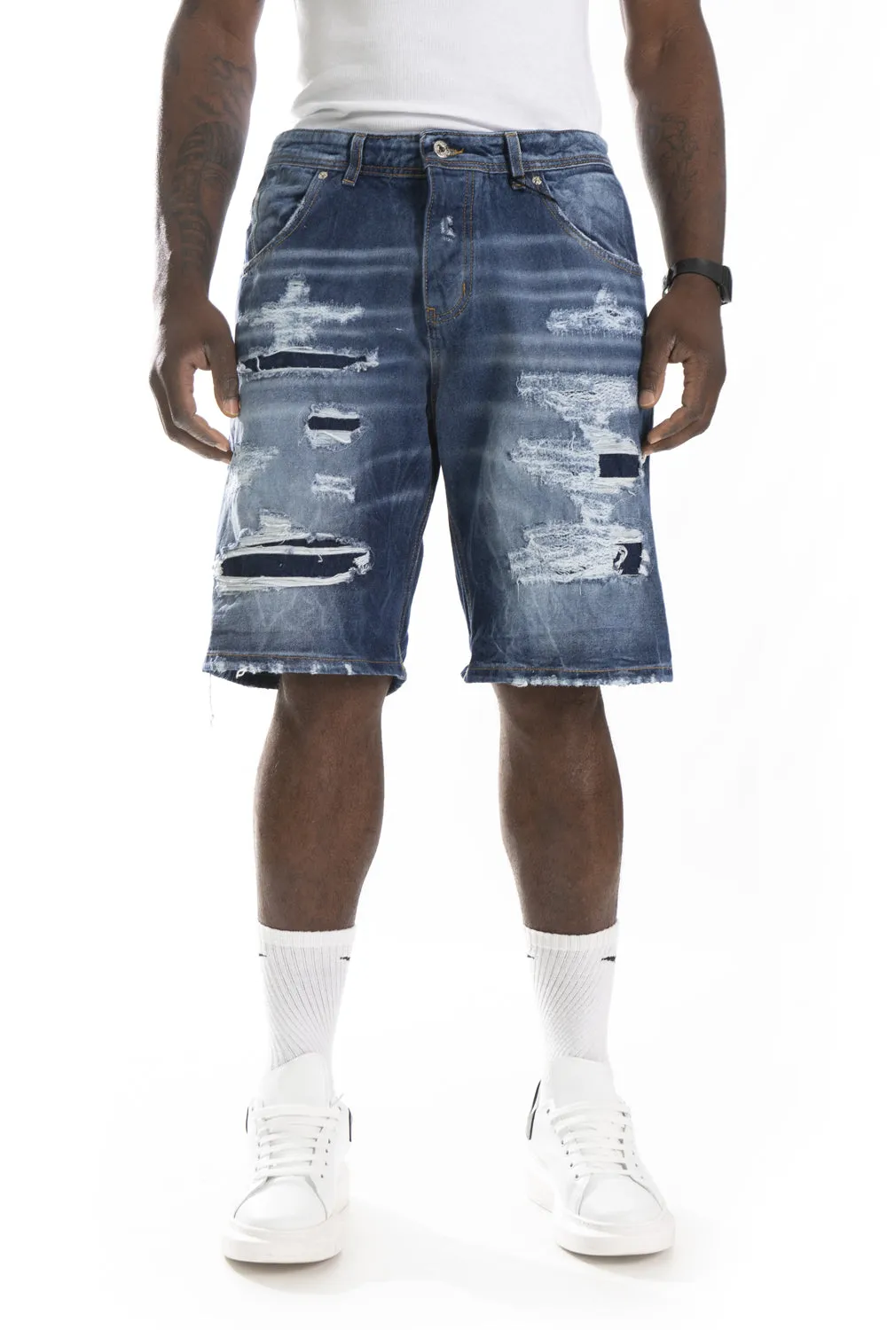 Bermuda Uomo Jeans Con Toppe Art. Bm106