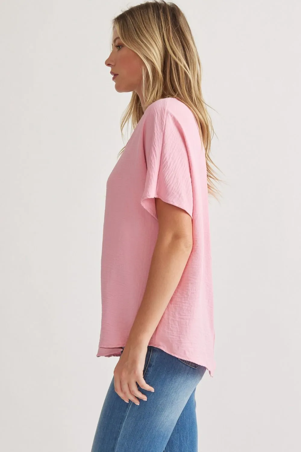 Blissful Basics V-Neck Top - Light Pink *Regular & Curvy*