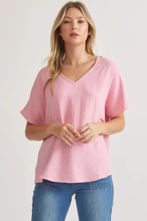 Blissful Basics V-Neck Top - Light Pink *Regular & Curvy*