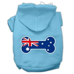 Bone Shaped Australian Flag Screen Print Pet Hoodies Baby Blue L (14)