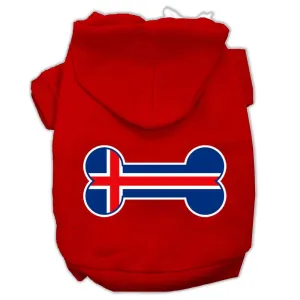 Bone Shaped Iceland Flag Screen Print Pet Hoodies Red Size XL (16)