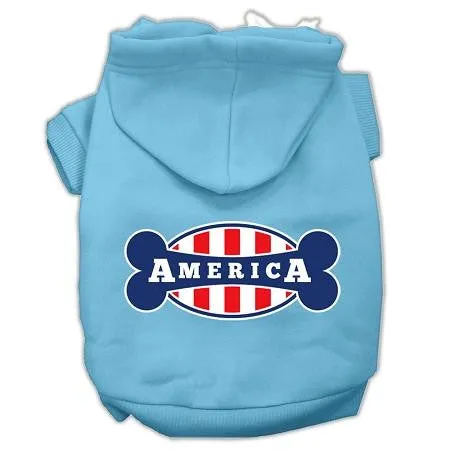 Bonely in America Screen Print Pet Hoodies Baby Blue Size Med (12)