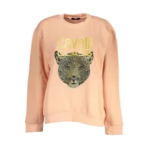 Cavalli Class Chic Pink Fleece Crew Neck Sweatshirt