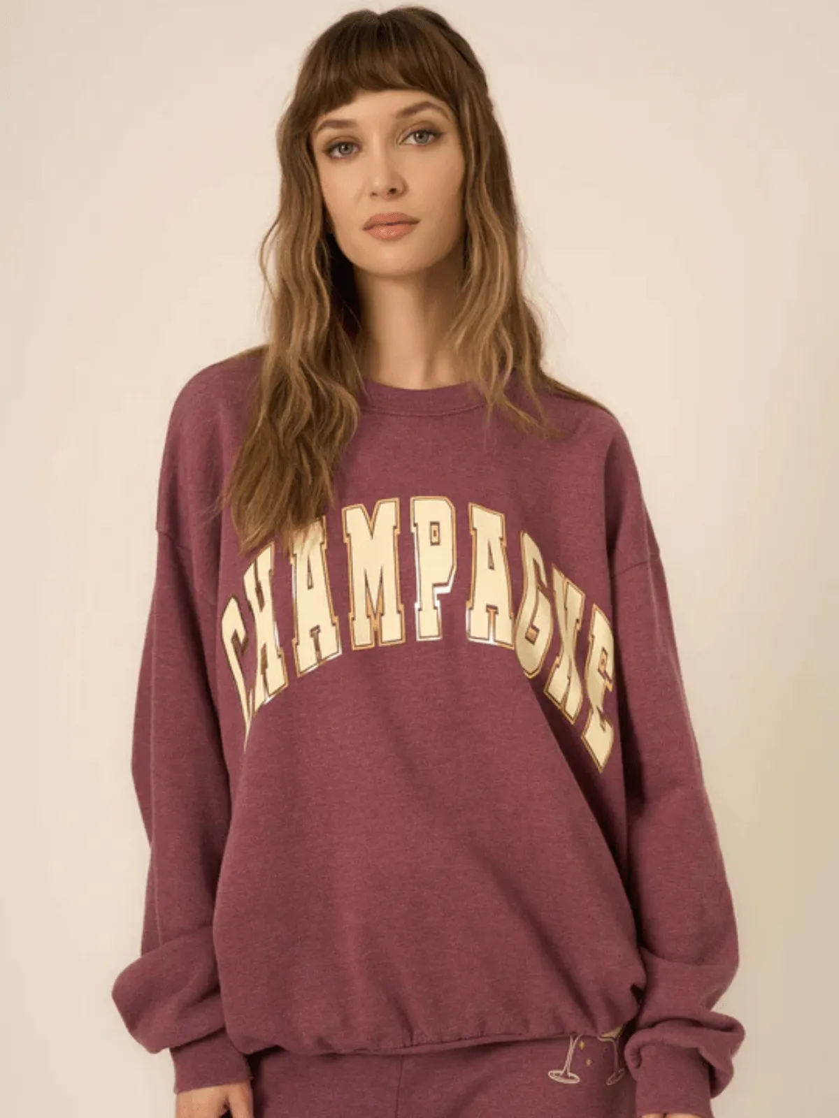 Champagne Foil Sweatshirt- Merry Merlot