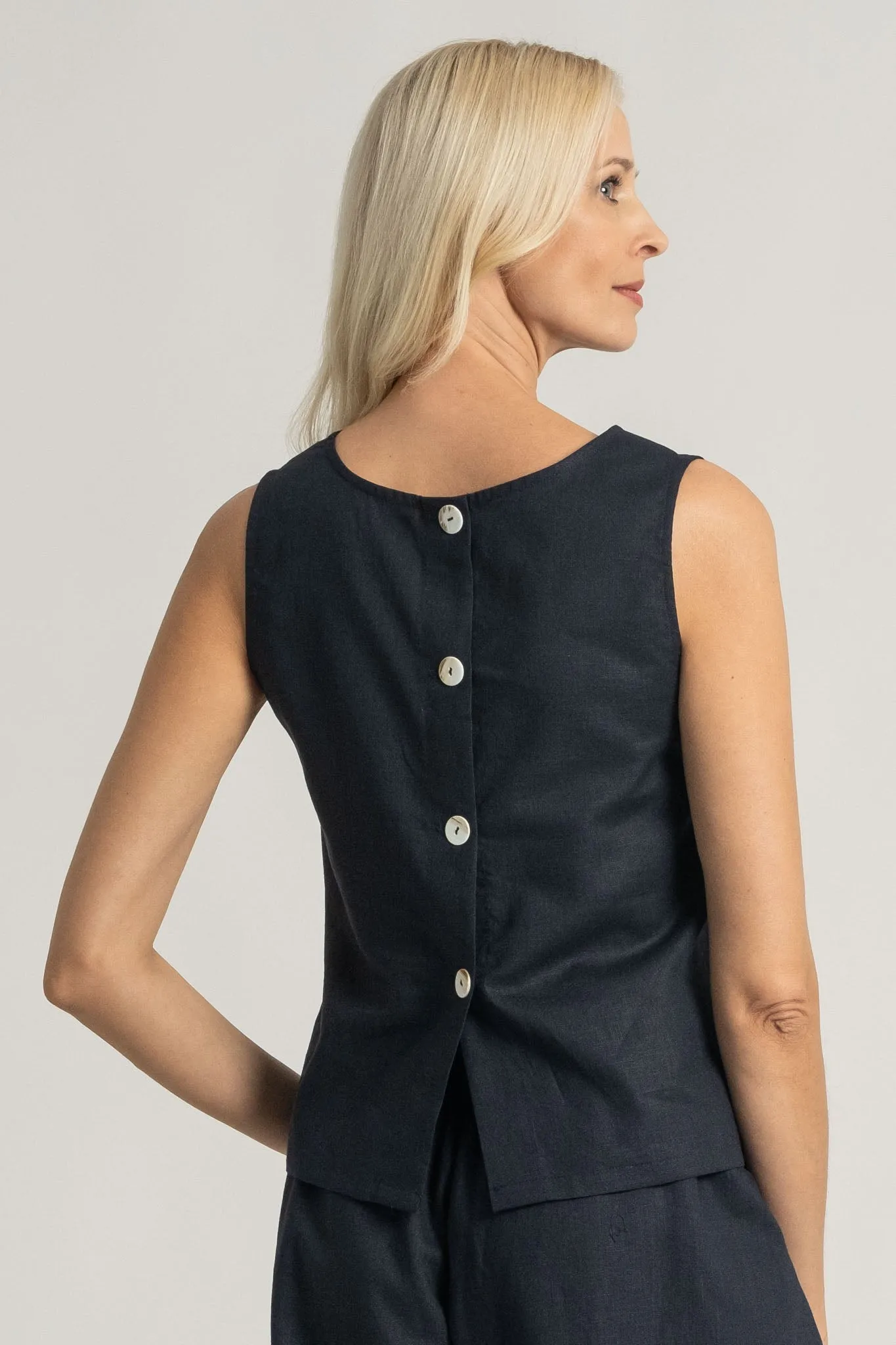 Chloé Linen Top Navy