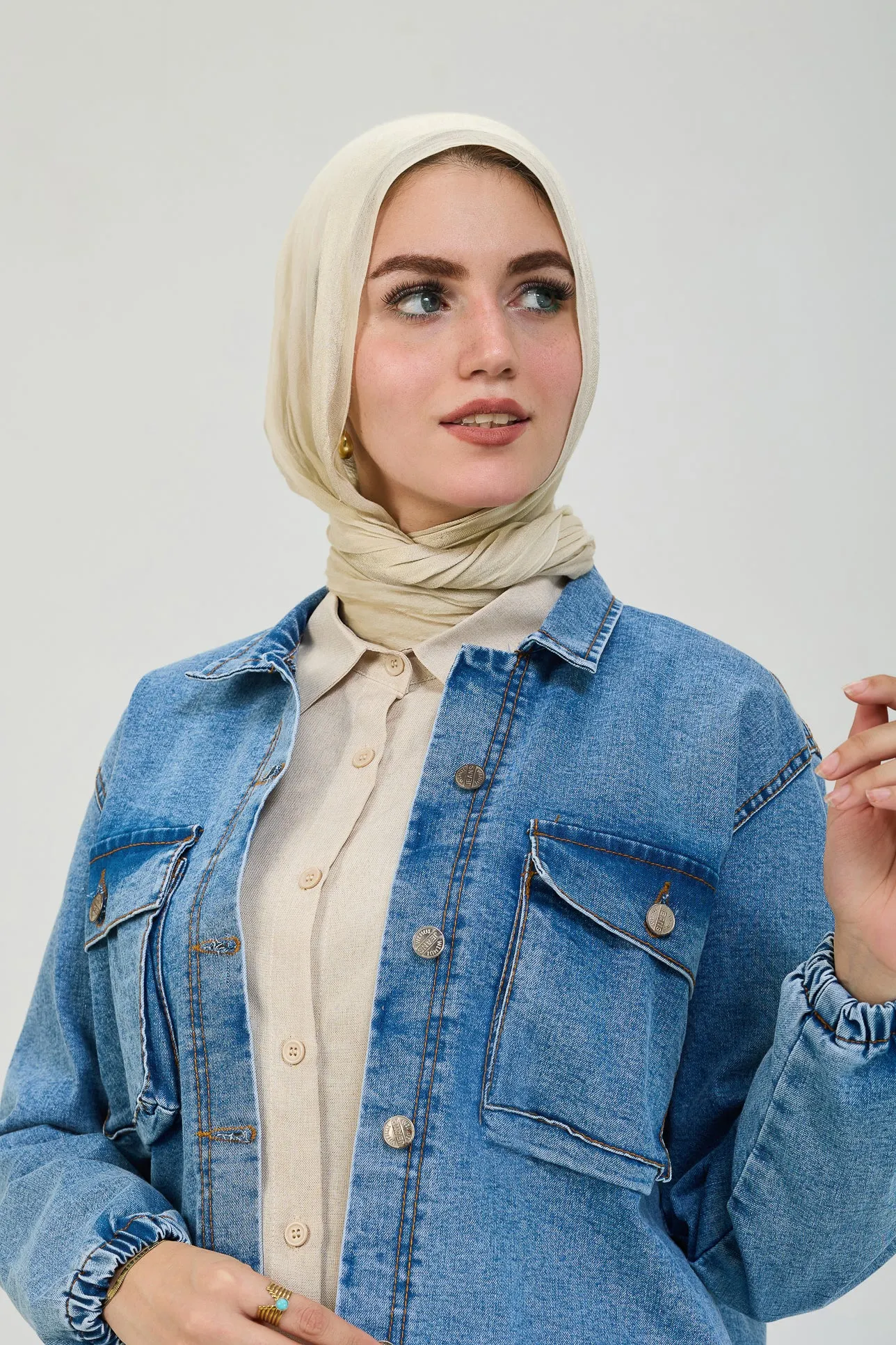 Classic Denim Jean Maxi Jacket with Pocket Detailing