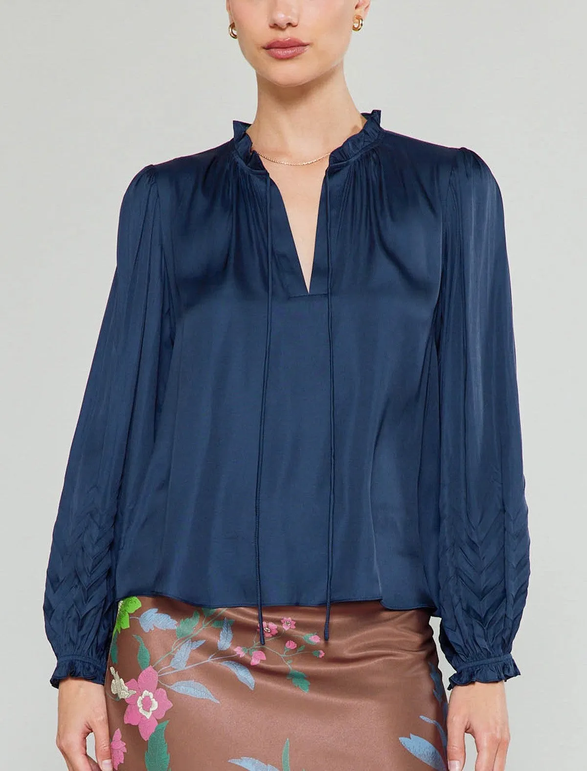 Current Air Pleated Sleeve Blouse