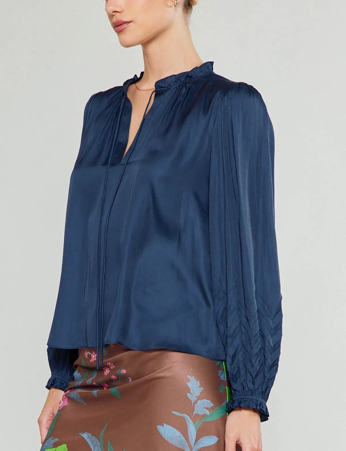 Current Air Pleated Sleeve Blouse