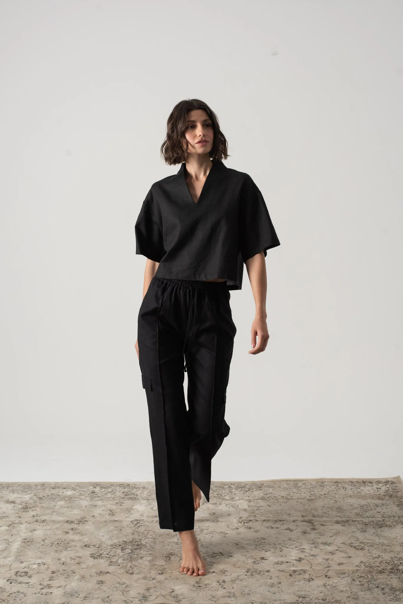 Emil Linen Top Black