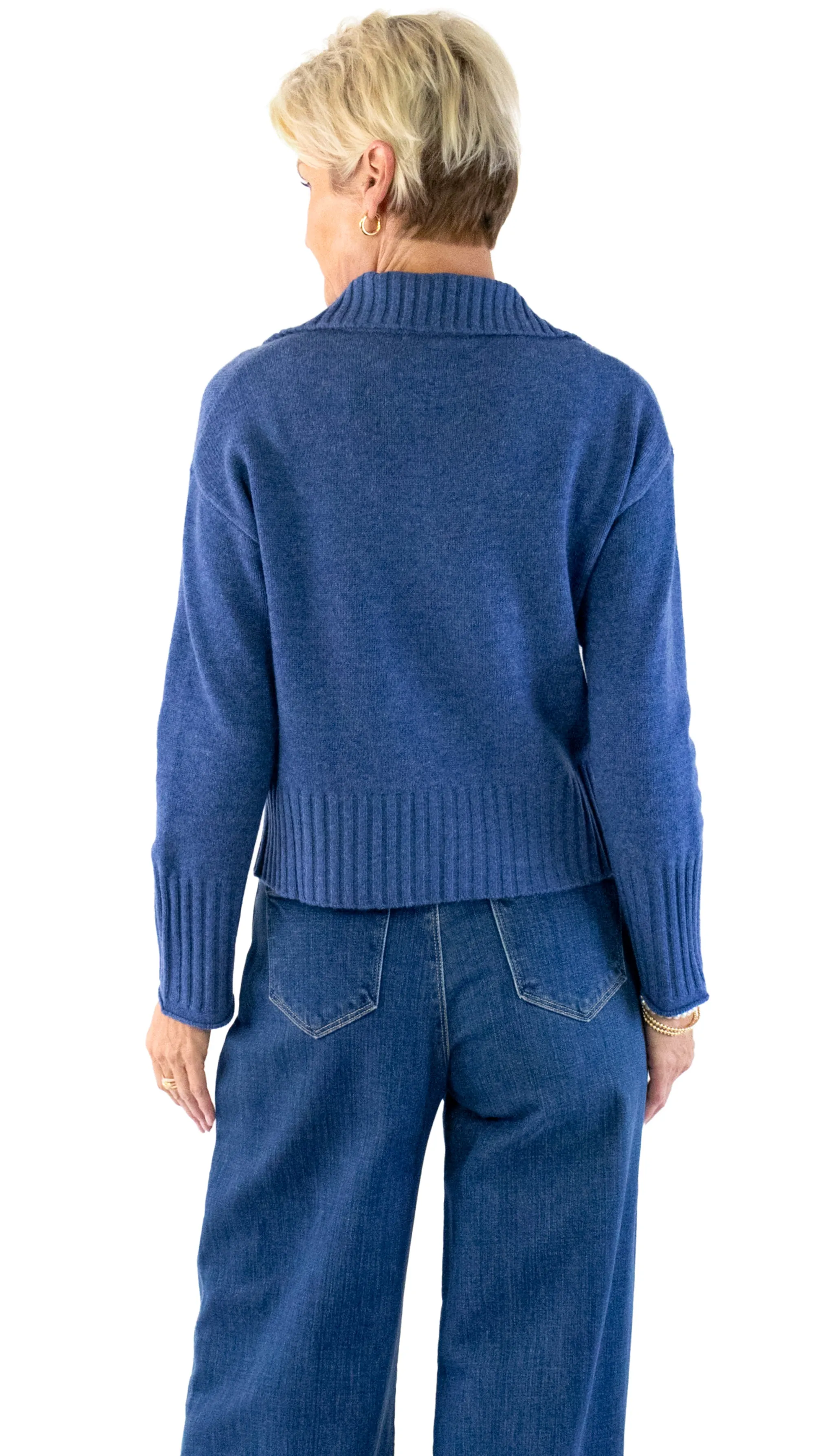 Ena V-Neck Sweater - Nordic Blue