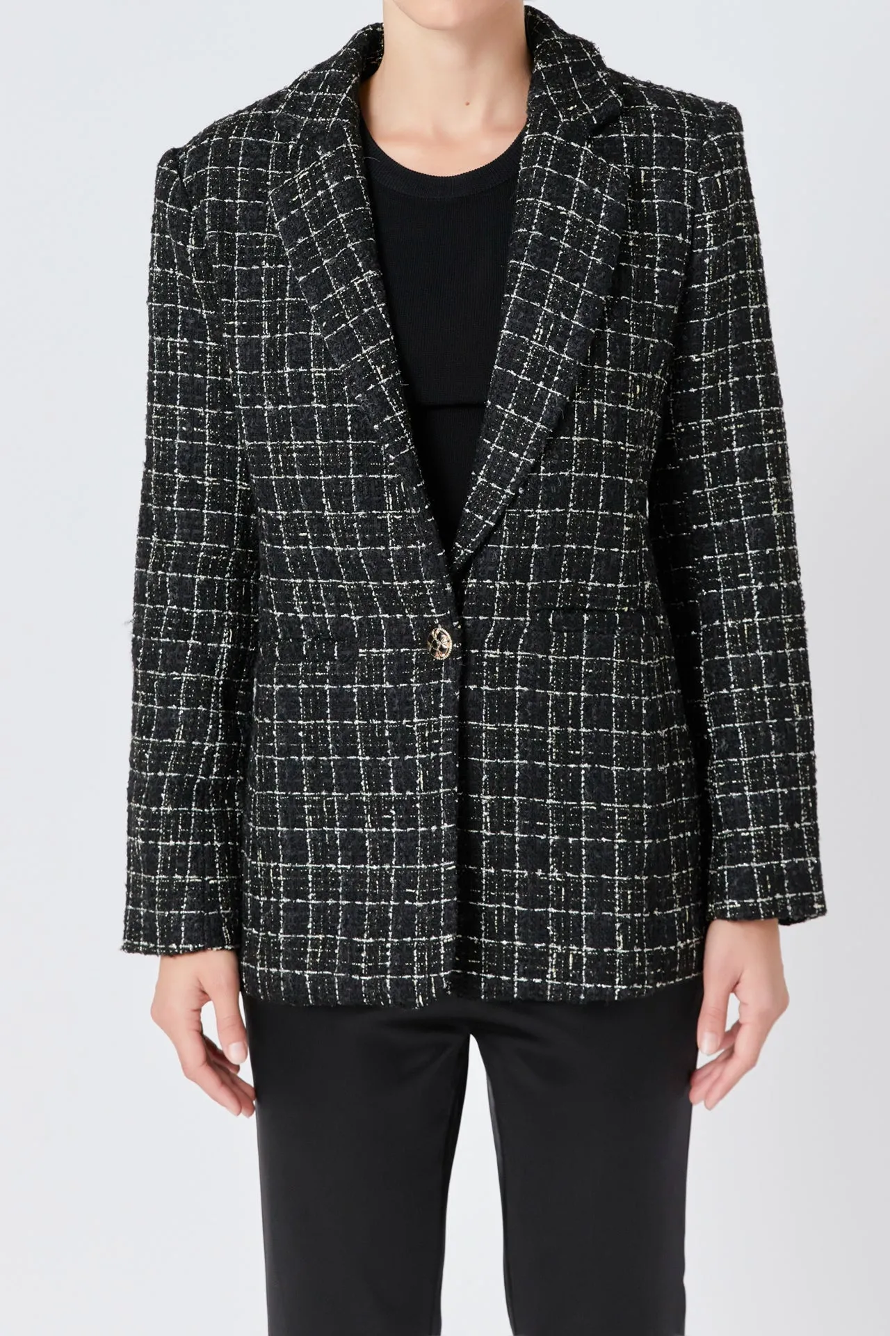 Endless Rose - Tweed Single Breasted Blazer