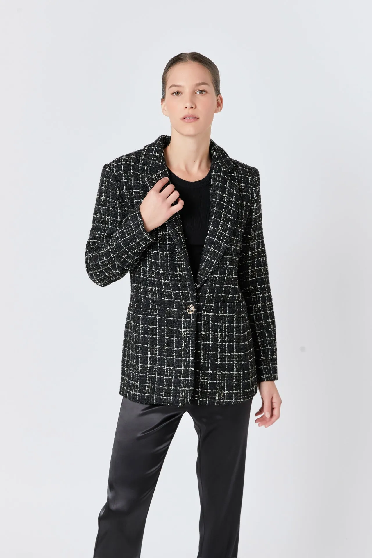 Endless Rose - Tweed Single Breasted Blazer