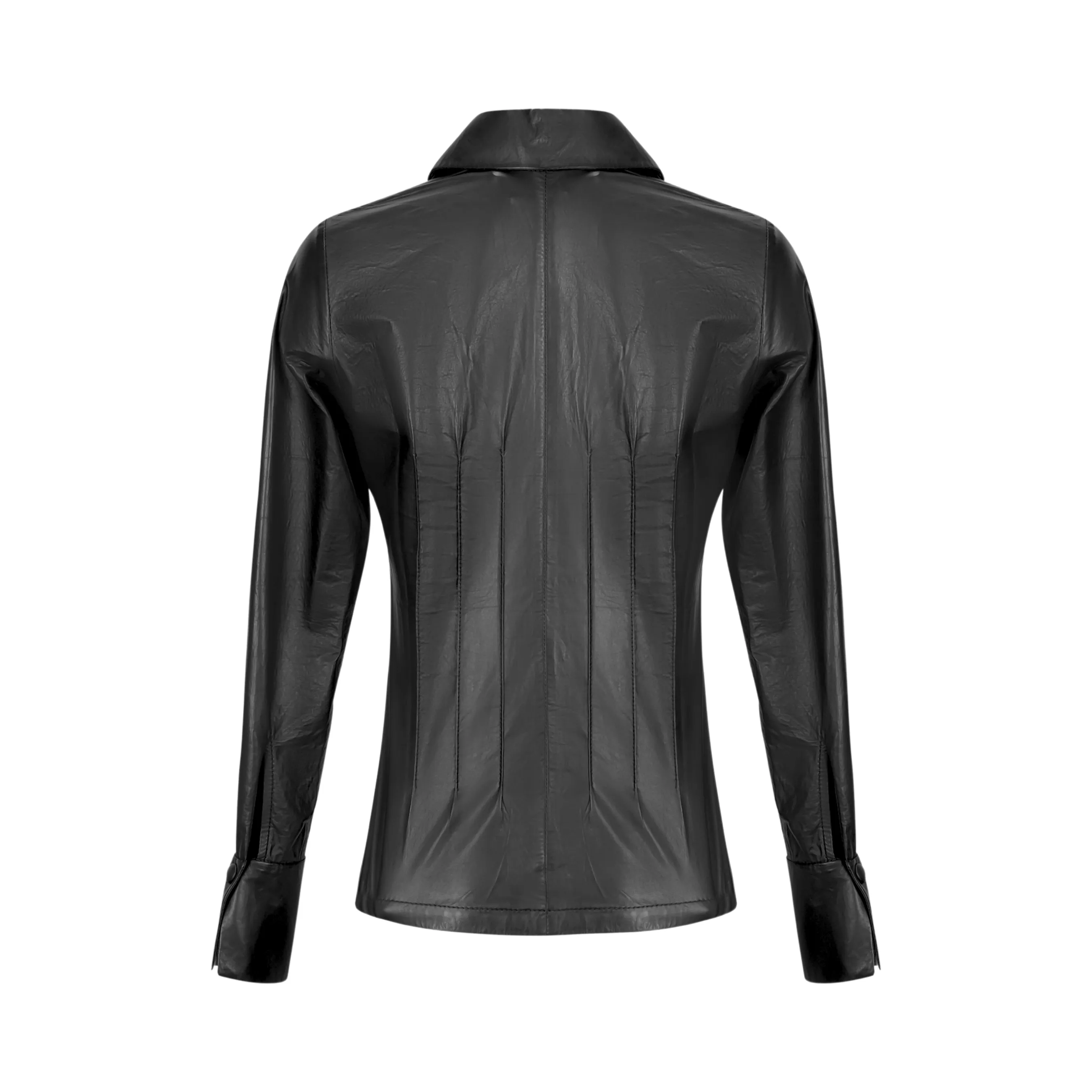 Fitted Leather Shirt - Black