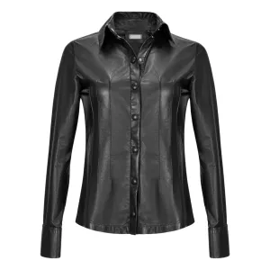 Fitted Leather Shirt - Black