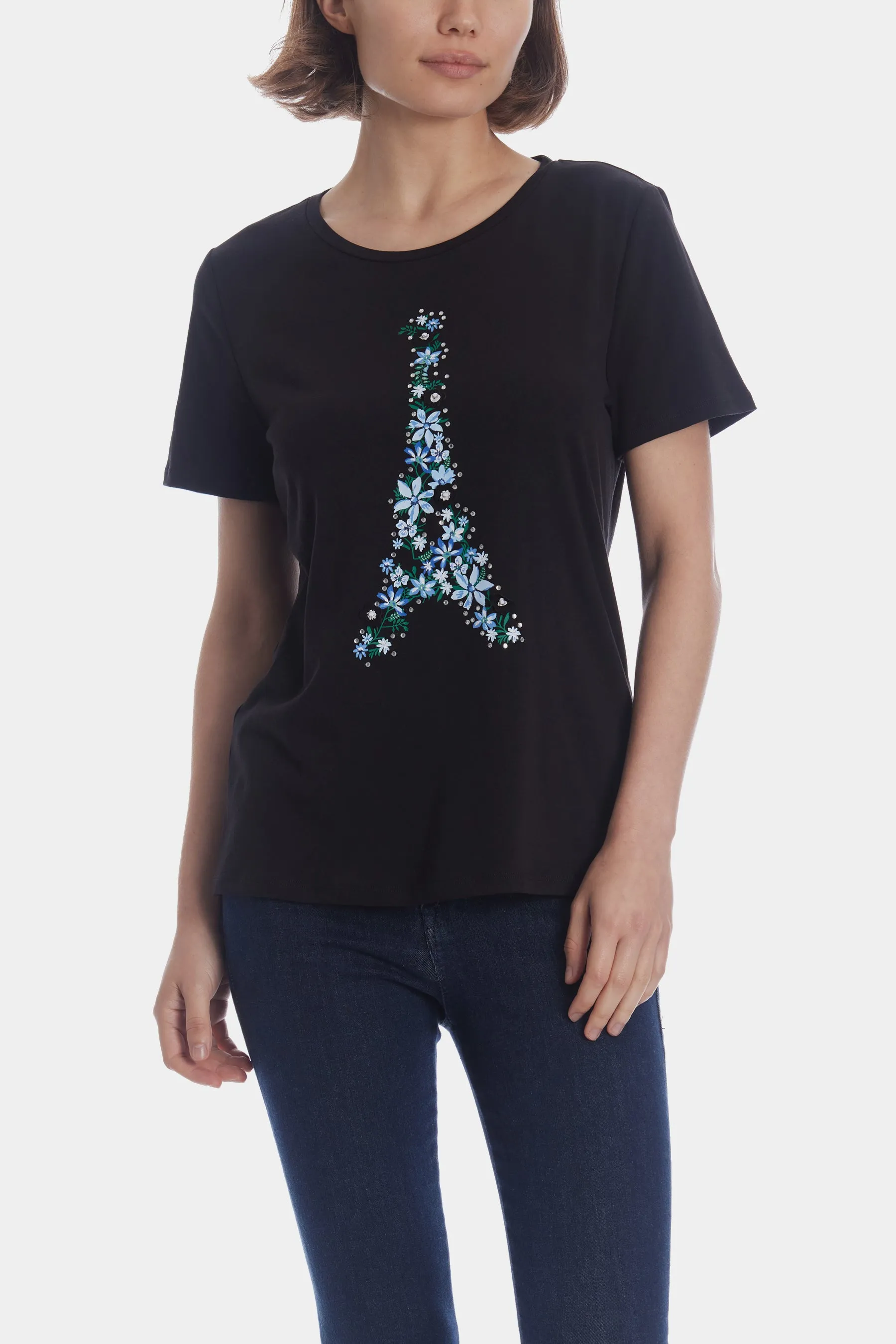 Floral Eiffel Graphic T-Shirt