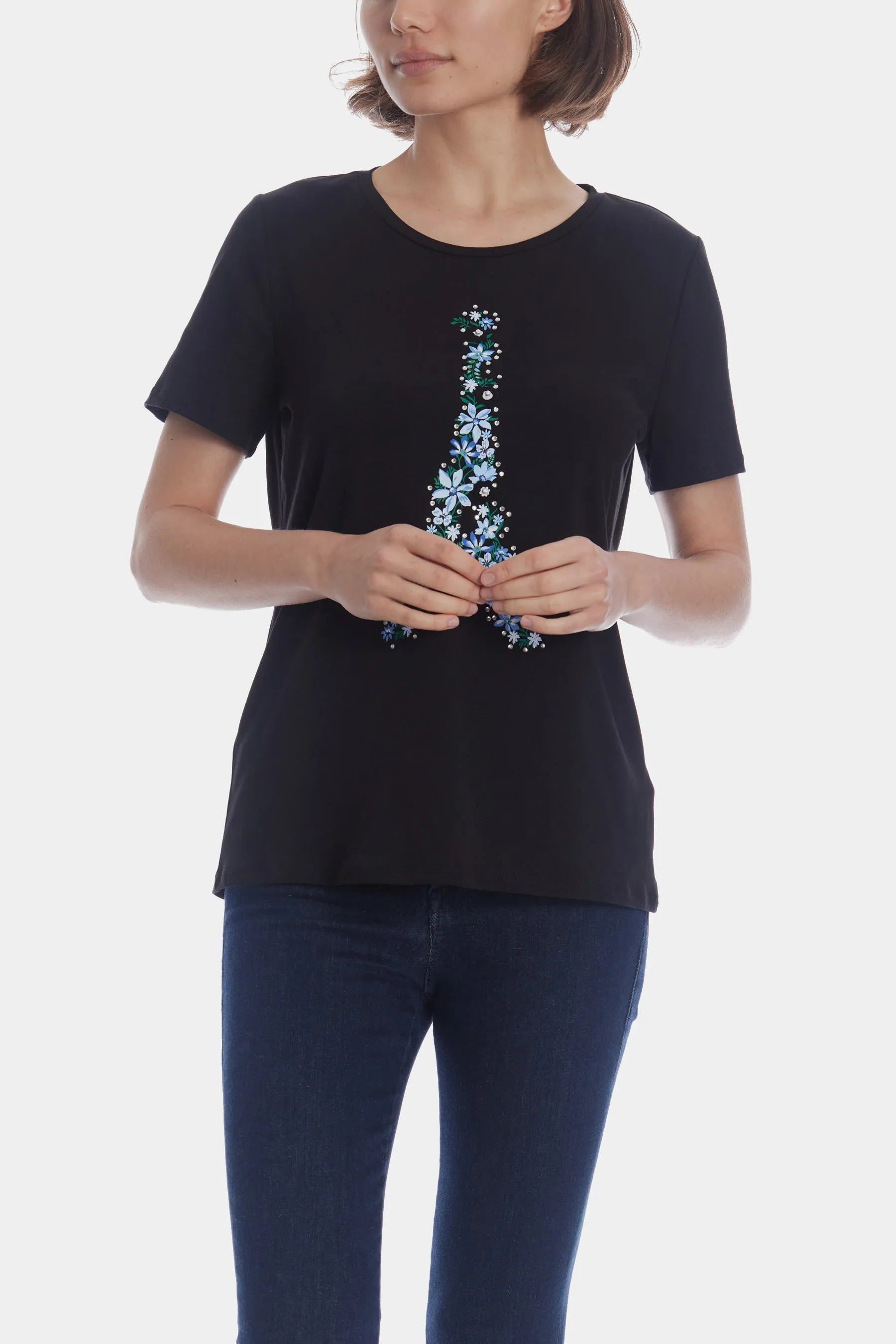 Floral Eiffel Graphic T-Shirt