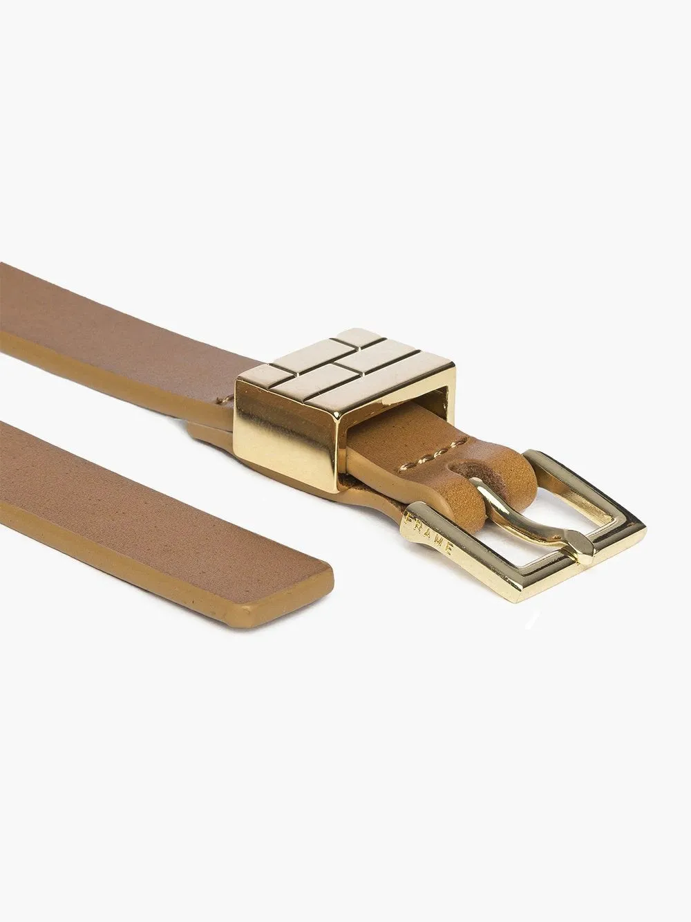 Frame - Petit Square Buckle Plaque Belt in Cuoio