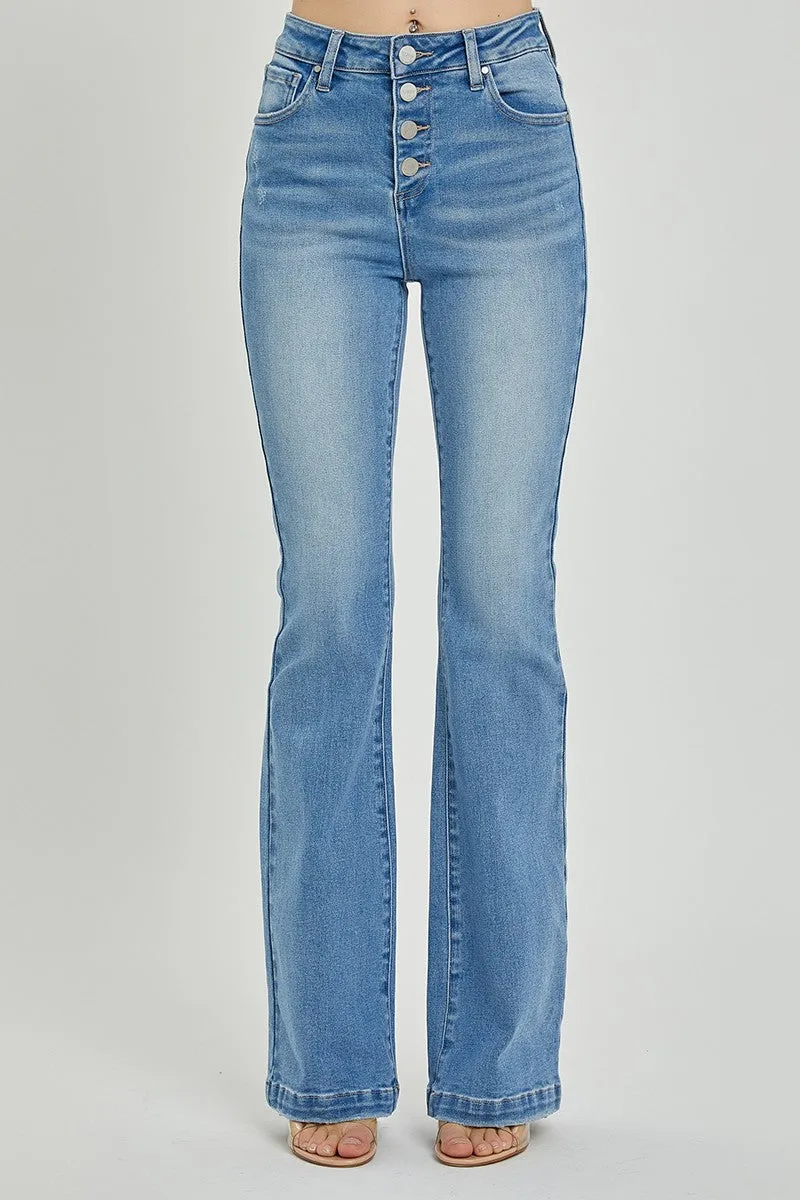 Full Size High Rise Button Fly Bootcut Jeans