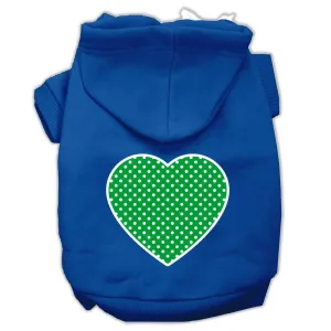 Green Swiss Dot Heart Screen Print Pet Hoodies Blue Size XXL (18)