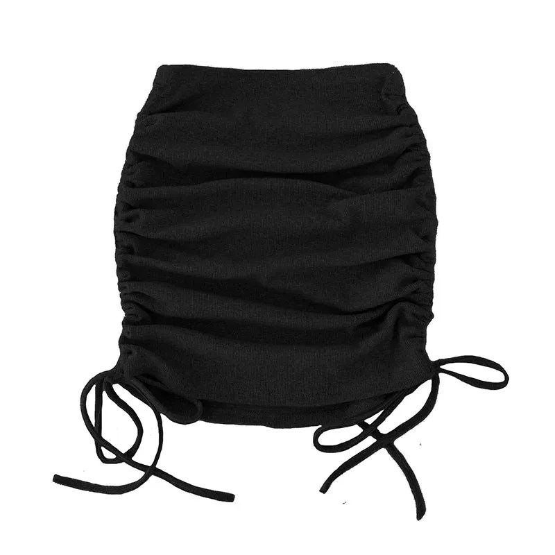 Harajuku Sexy Elastic Knitting Thread Side Drawstring Trendy Stylish Comfortable Skirt