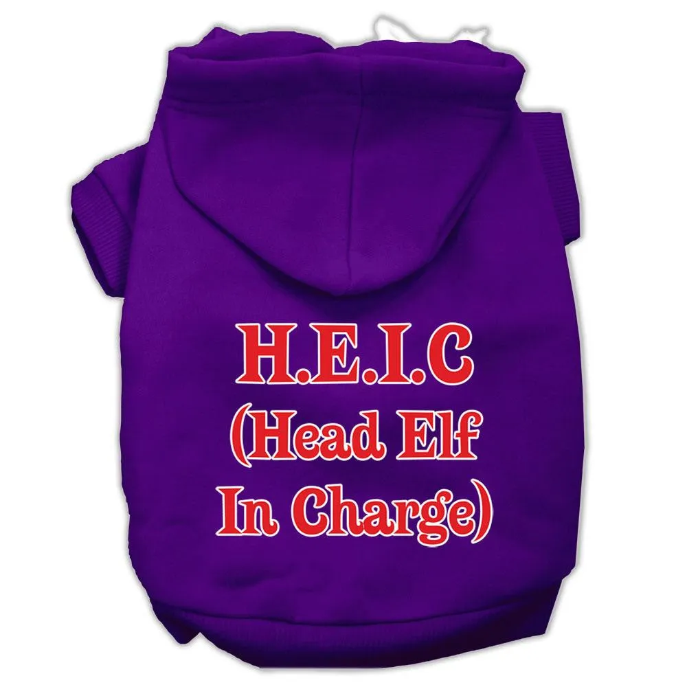 Head Elf In Charge Screen Print Pet Hoodies Purple Size XXXL (20)