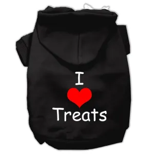 I Love Treats Screen Print Pet Hoodies Black Size XXL (18)