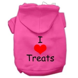 I Love Treats Screen Print Pet Hoodies Bright Pink Size Sm (10)