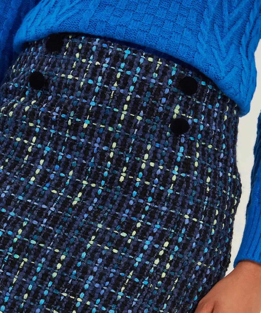 Joe Browns 8 Blue Tiah Tweed Skirt