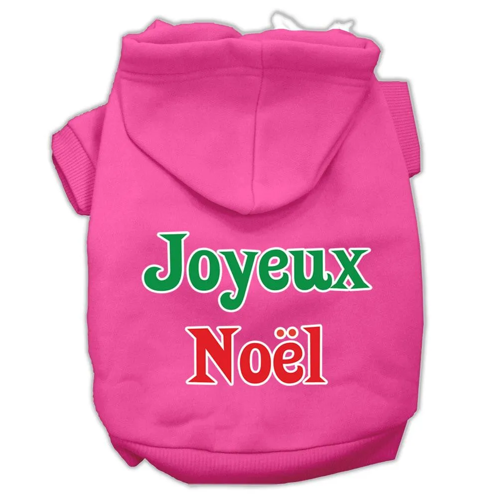 Joyeux Noel Screen Print Pet Hoodies Bright Pink XL (16)