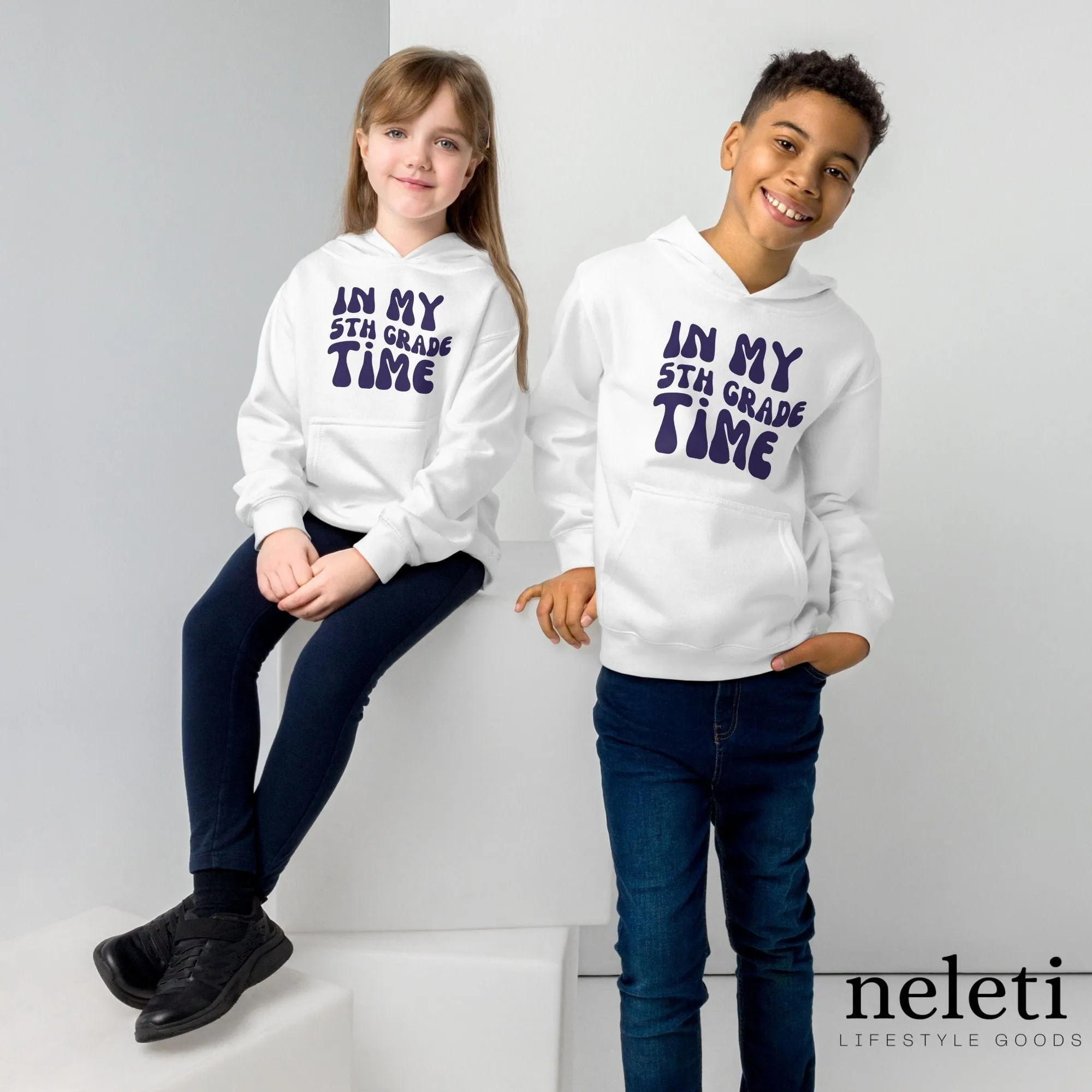 Kids Hoodies - Stay Stylish with "IN MY 5TH GRADE TIME"