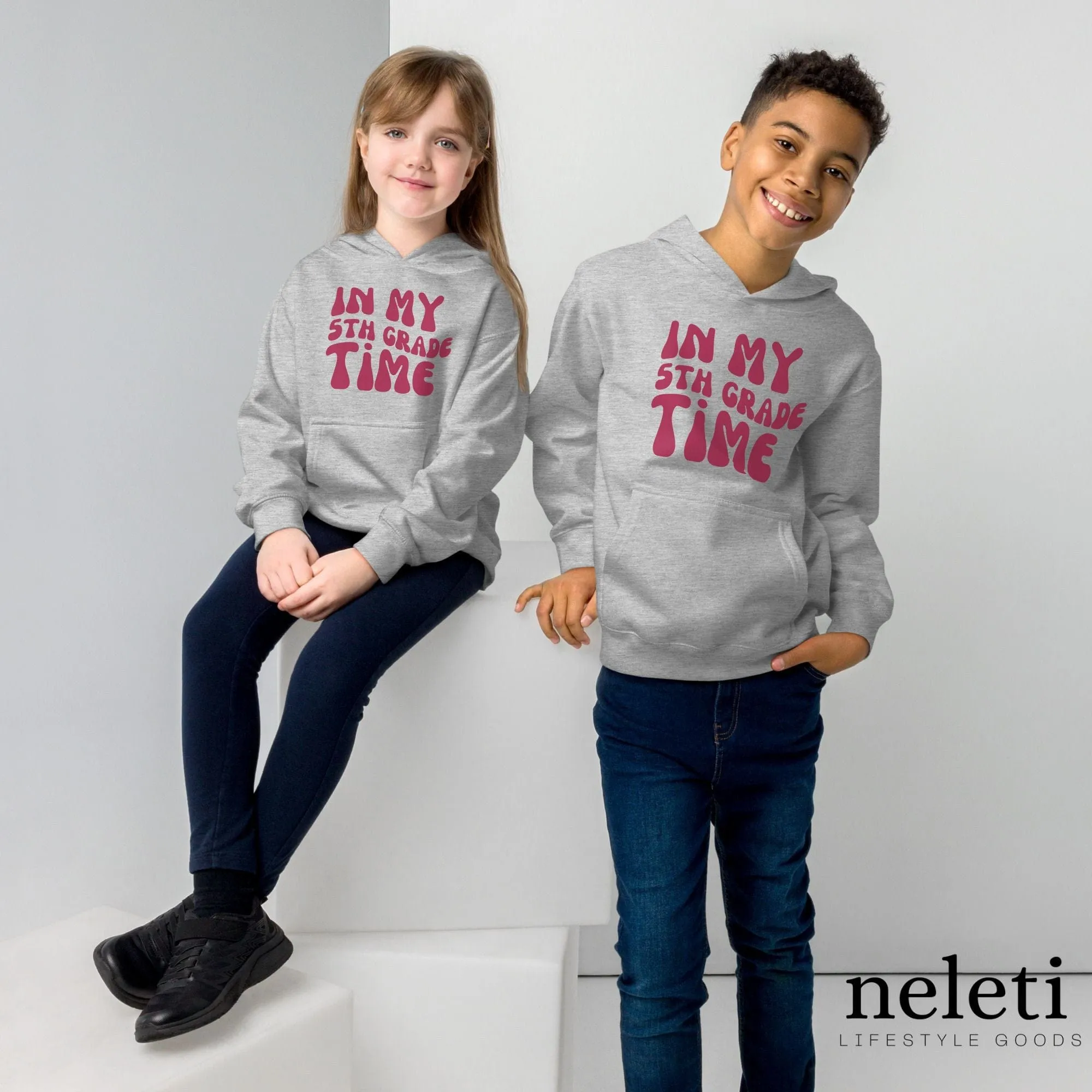 Kids Hoodies - Stay Stylish with "IN MY 5TH GRADE TIME"