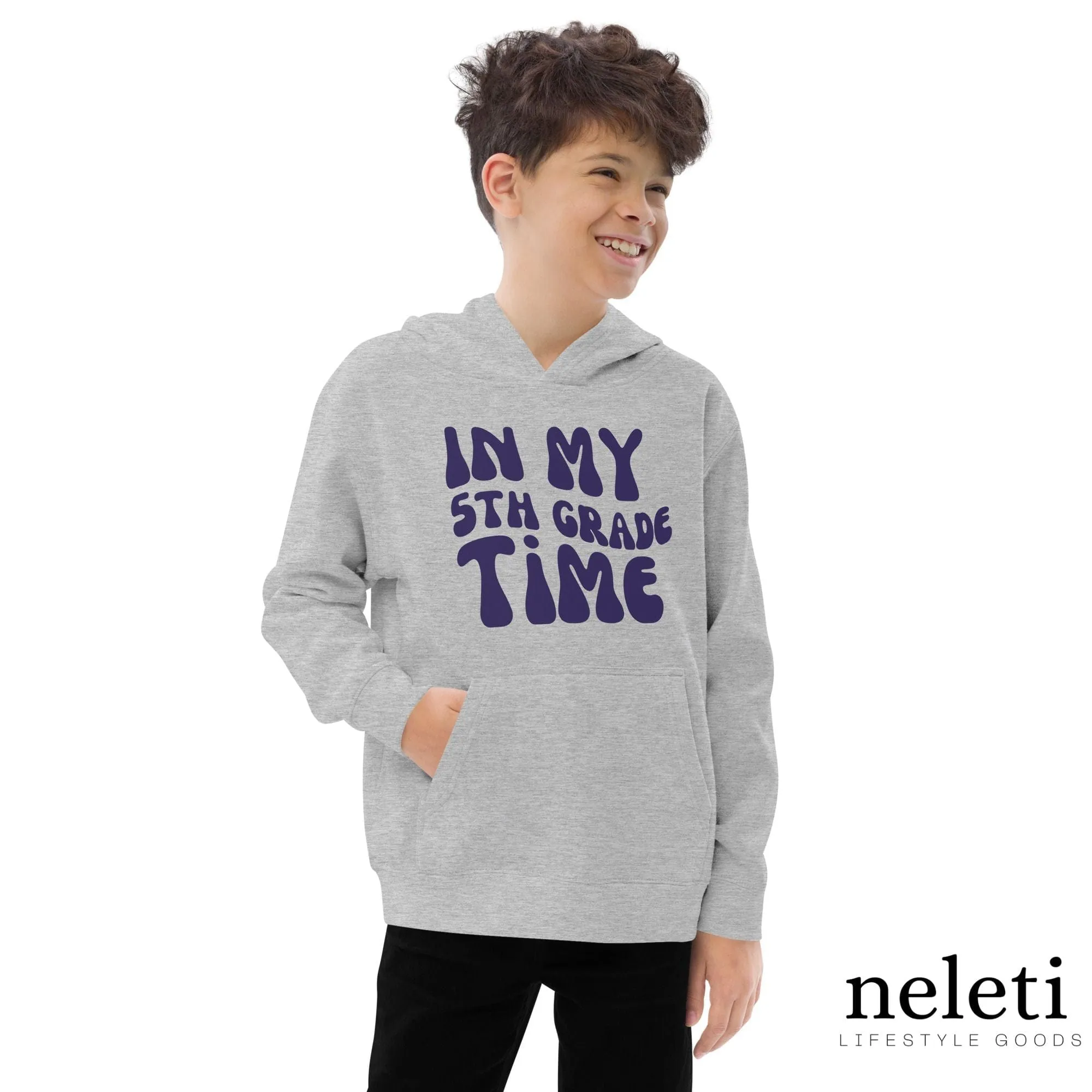 Kids Hoodies - Stay Stylish with "IN MY 5TH GRADE TIME"