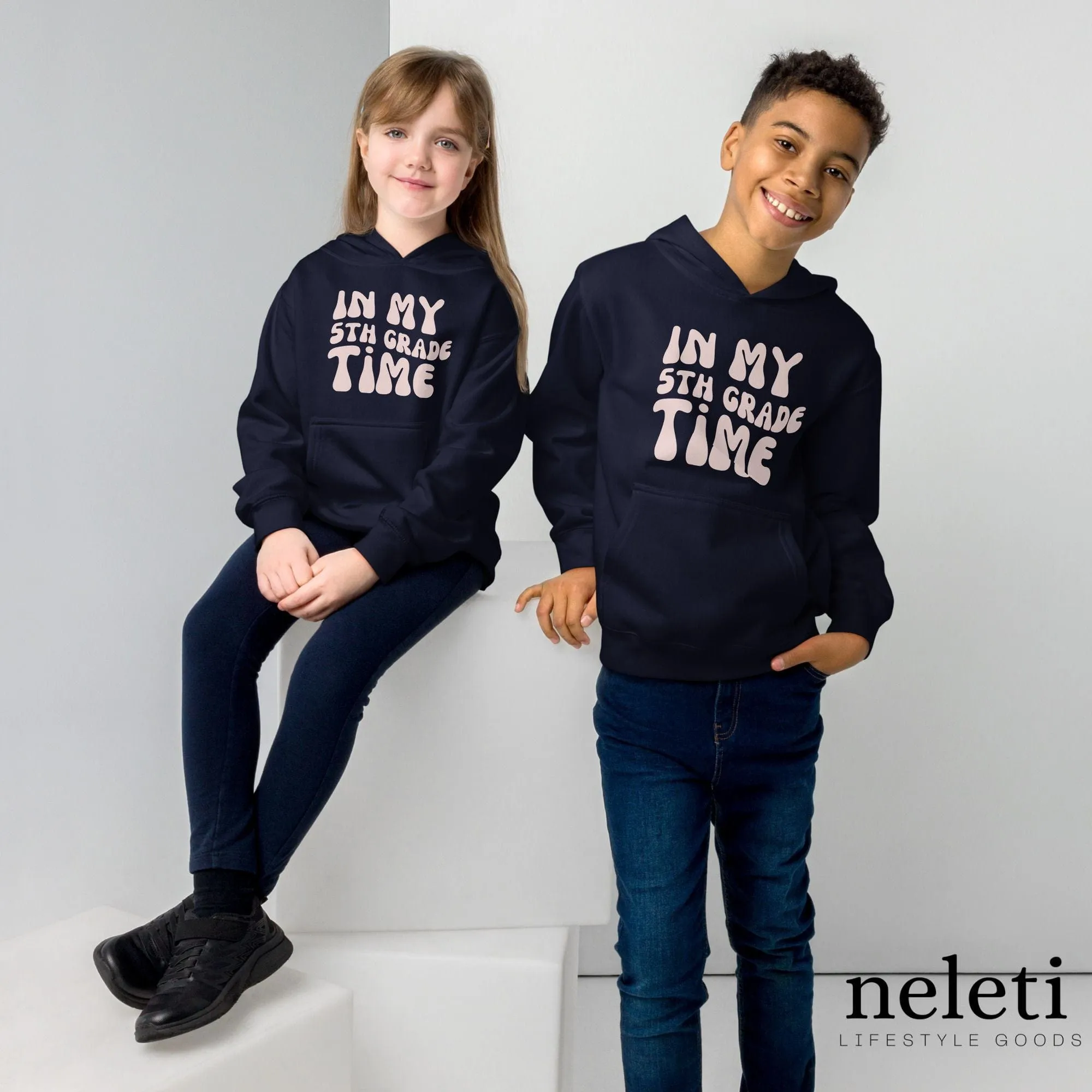 Kids Hoodies - Stay Stylish with "IN MY 5TH GRADE TIME"