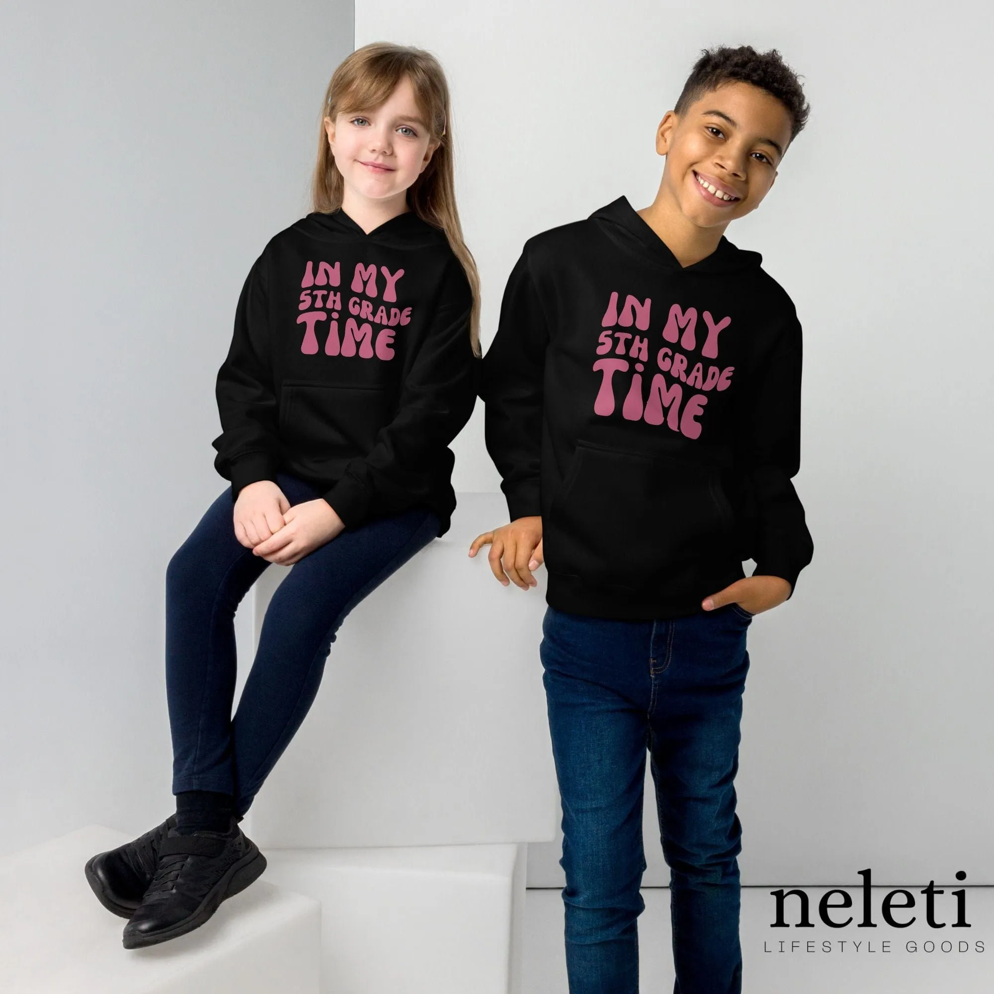 Kids Hoodies - Stay Stylish with "IN MY 5TH GRADE TIME"