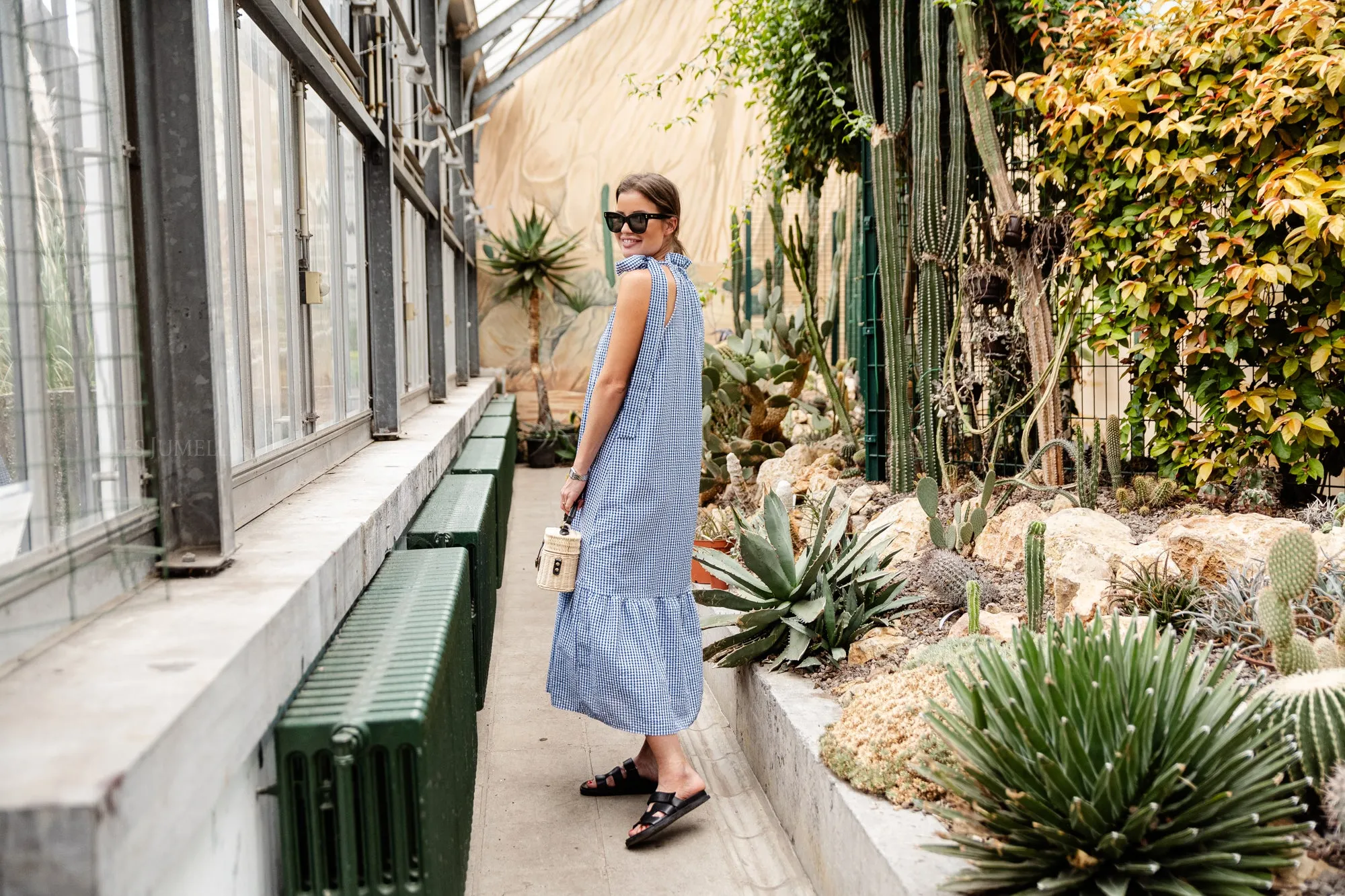 Laurine checkered dress royal blue