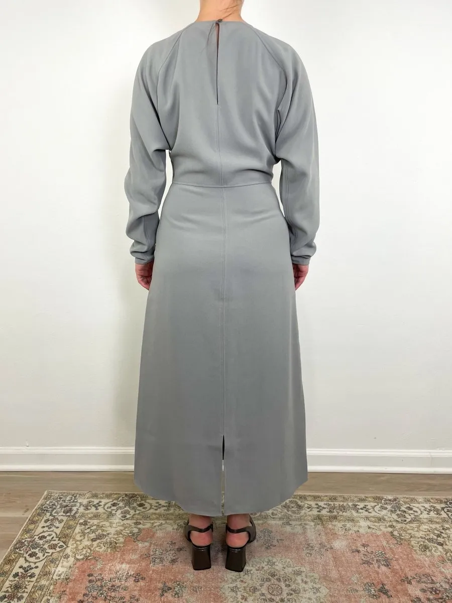 Leia Dress in Powder Grey Crepe