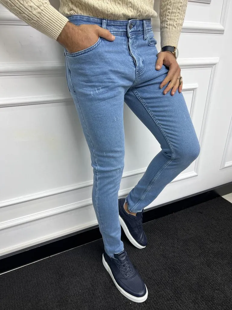 Leon Slim Fit Blue Lycra Jeans