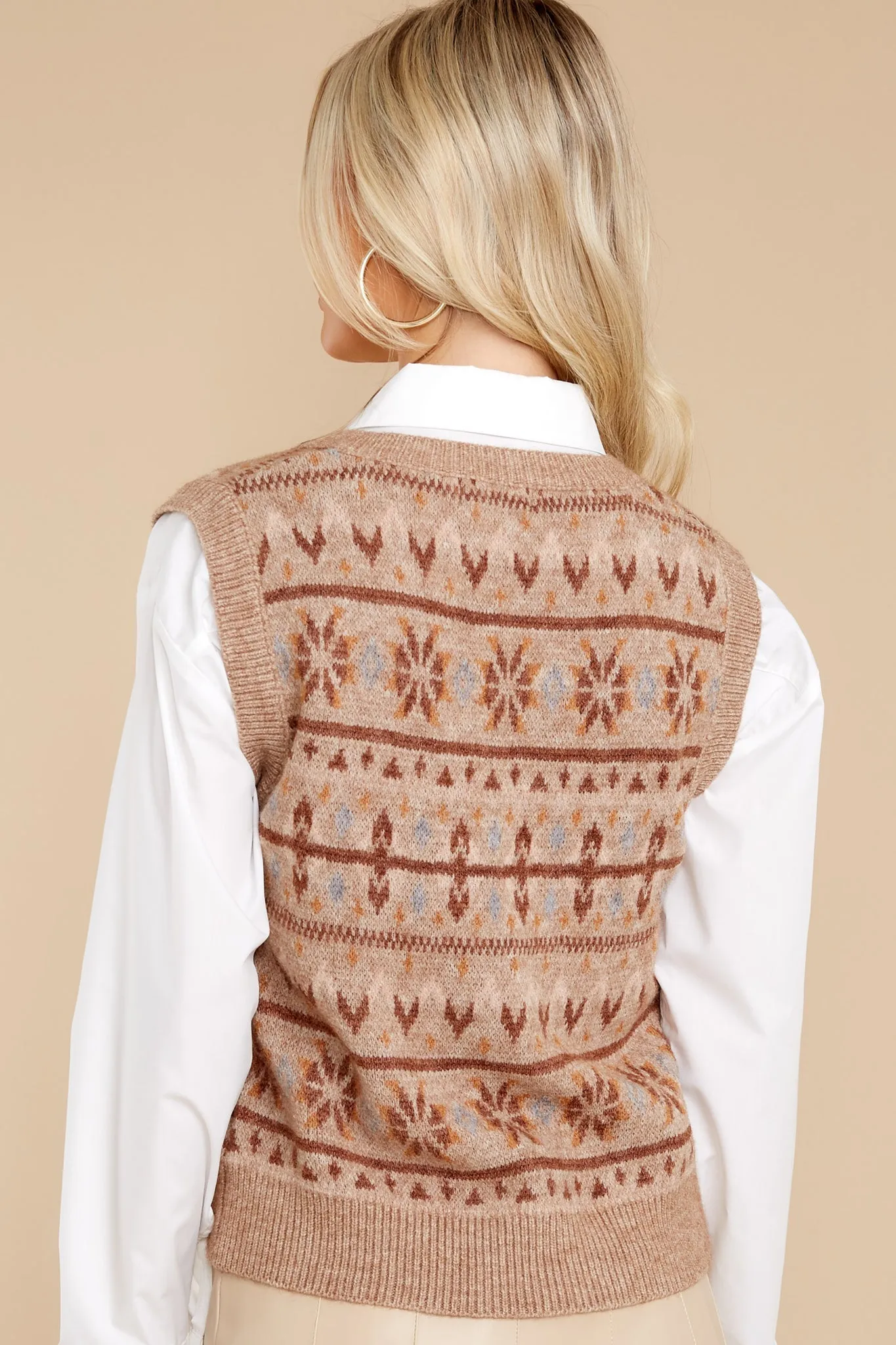 Modern Sophistication Brown Multi Knit Sweater Vest