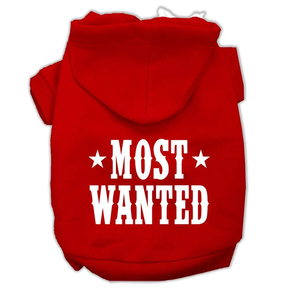 Most Wanted Screen Print Pet Hoodies Red Size Lg (14)