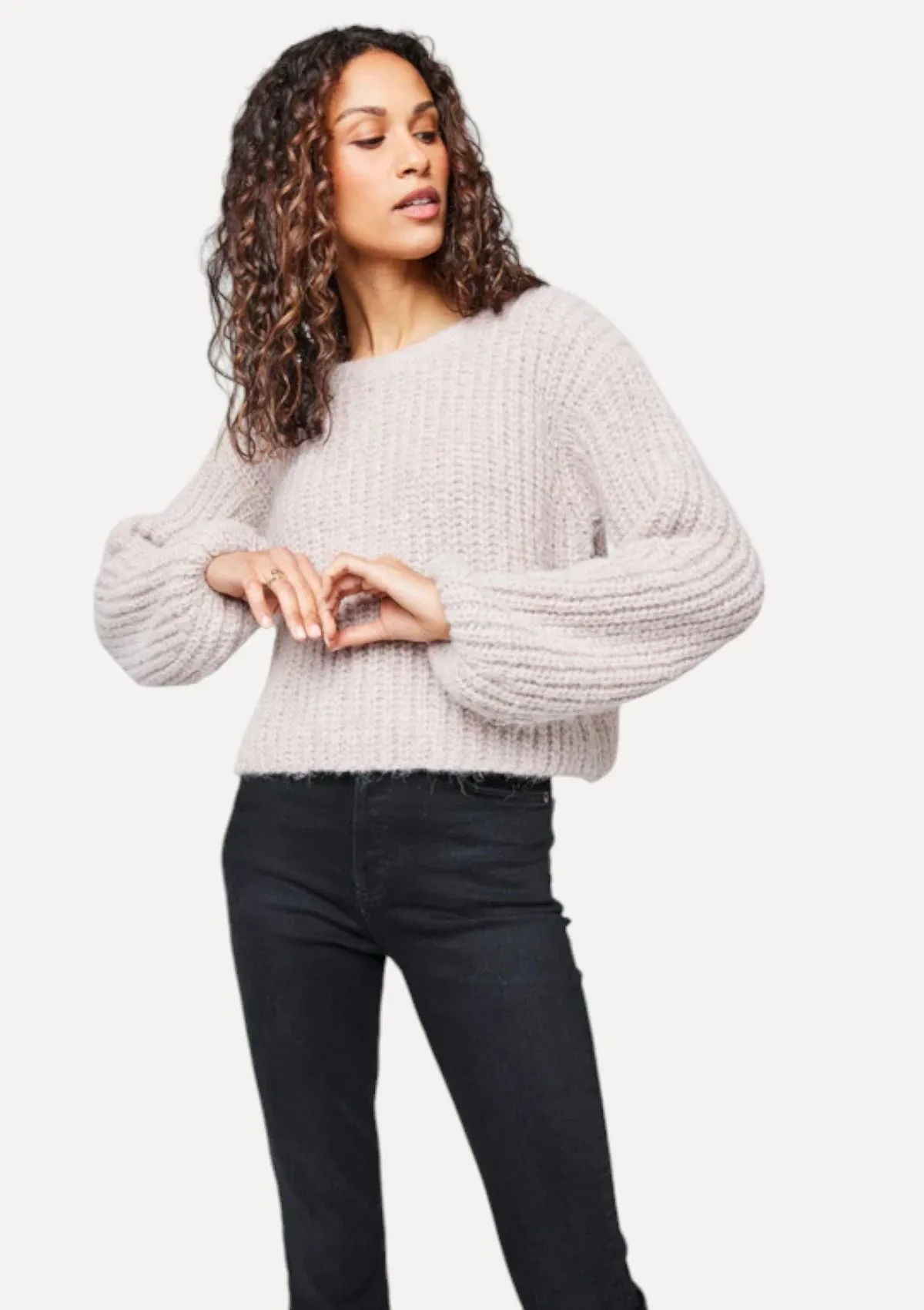 Nadia Cropped Sweater With Low Back Tie Detail - Heather Jewel